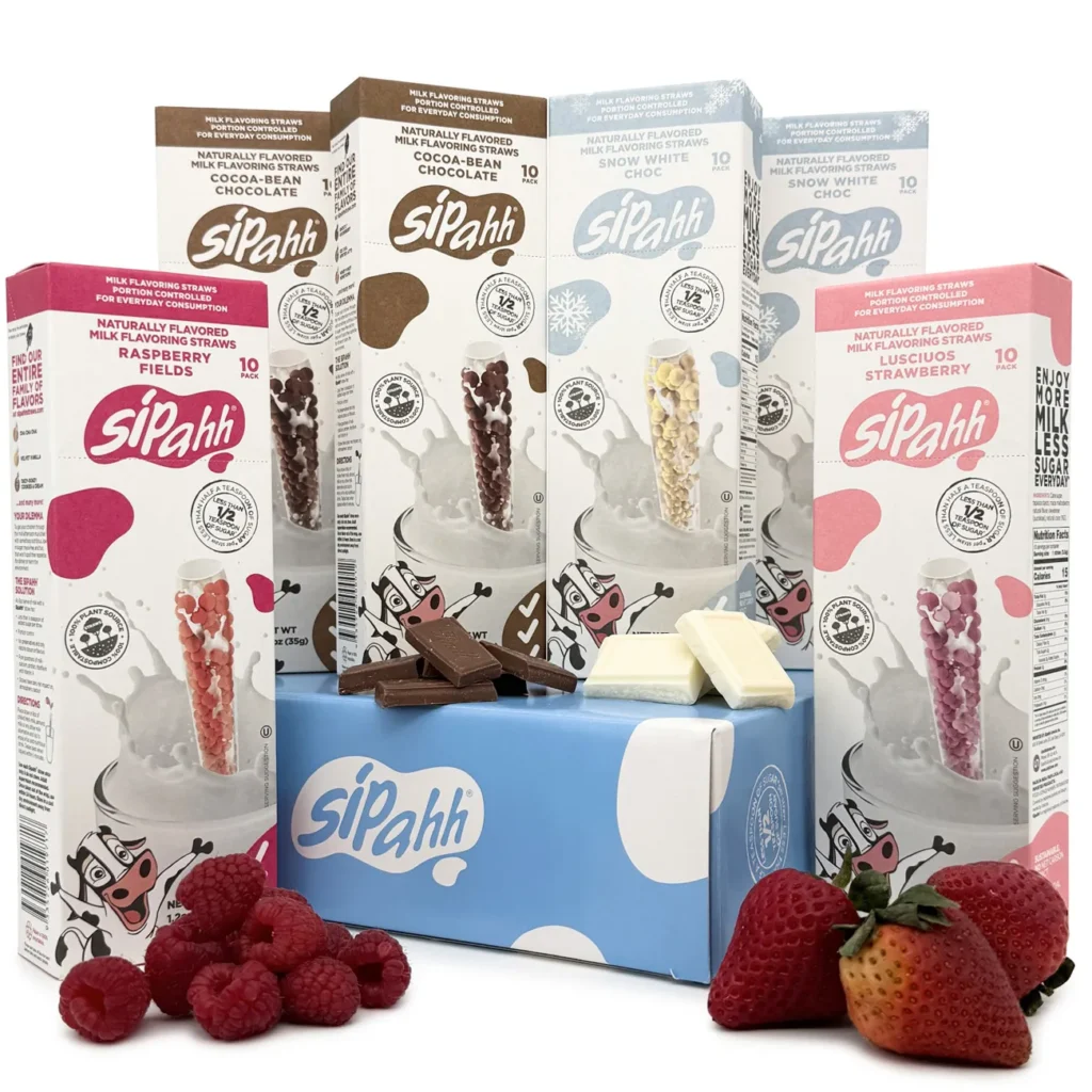 Choc & Berry 60 Pack Flavored Milk Straws | Sipahh