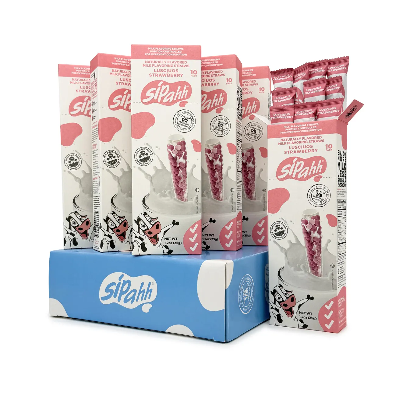 Luscious Strawberry 60 Straw Pack Flavored Milk Straws